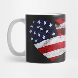 Distressed American Flag Heart Design Mug